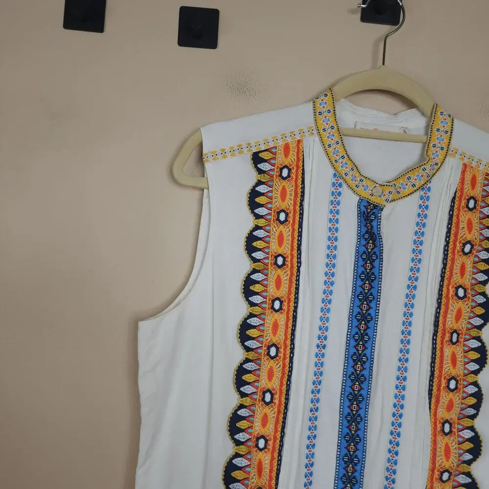 Tory Burch Embroidered Adriana Dress Size 14 DAMAGED